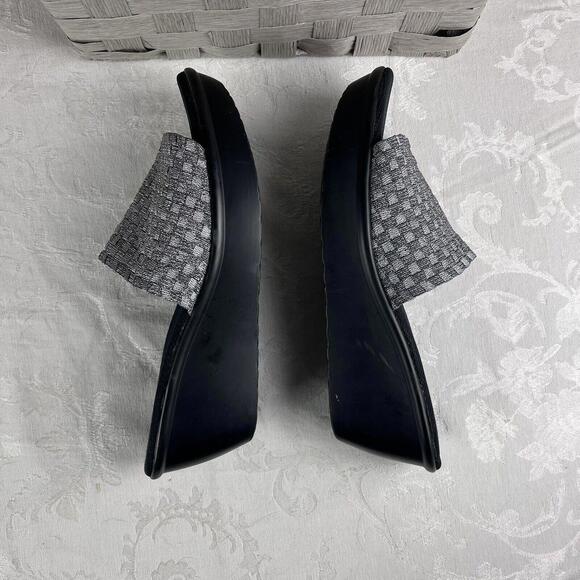 Nine West Womens Shoes Size 8.5 Silver Metaalic Textile Fabric Slide Wedge Heel - Picture 9 of 13